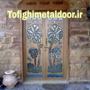 درب فلزی دو لنگه با طرح لیزری کد ۴۴۲