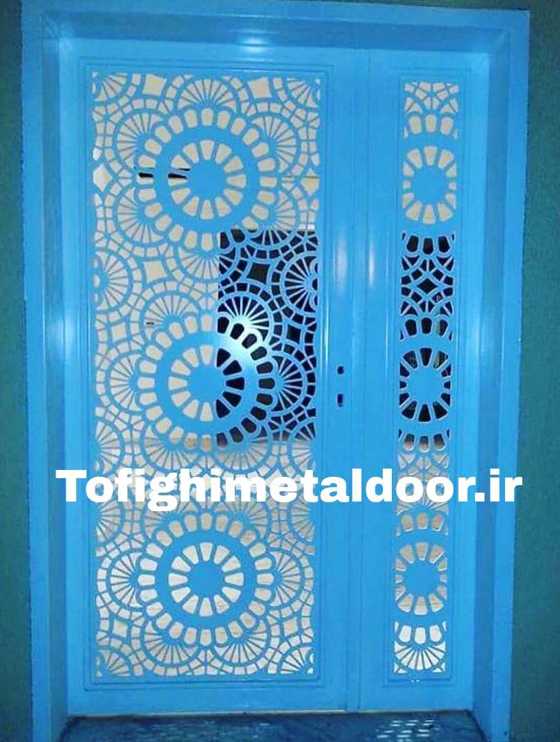 درب ورودی یک ونیم لنگه طرح لیزری