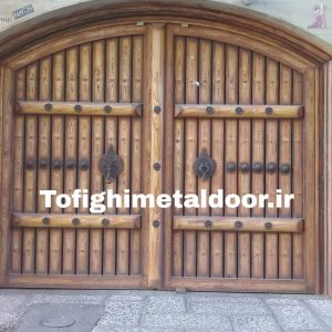 درب فلزی دو لنگه طرح چوب کد ۷۱۰