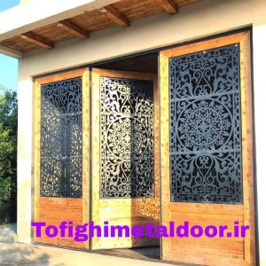درب فلزی سه لنگه طرح لیزری کد ۷۱۸