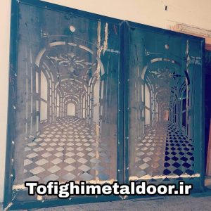درب فلزی سه بعدی دو لنگه طرح لیزری