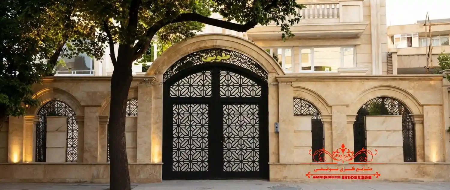 درب لیزری در اصفهان | طراحی و اجرای دربهای فلزی مدرن 4 درب حیاط در اهواز: برش لیزری درب حیاط با متریال مقاوم در برابر حرارت