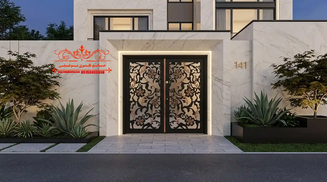 درب لیزری در گیلان | طراحی و ساخت درب CNC لوکس 1 درب لیزری در گیلان نمونه درب برش لیزری مدرن