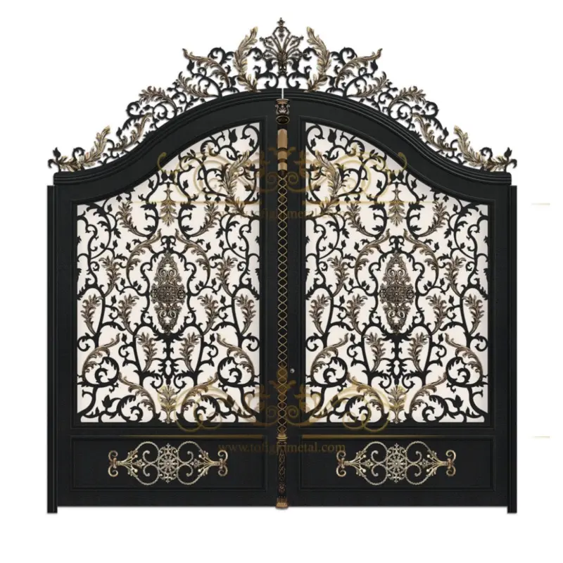درب فرفورژه حیاط تاجدار طرح لاله 3 درب فرفورژه حیاط لاله 1