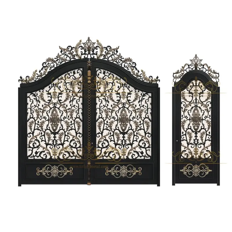 درب فرفورژه تک لنگه حیاط تاجدار طرح لاله 2 درب فرفورژه حیاط لاله