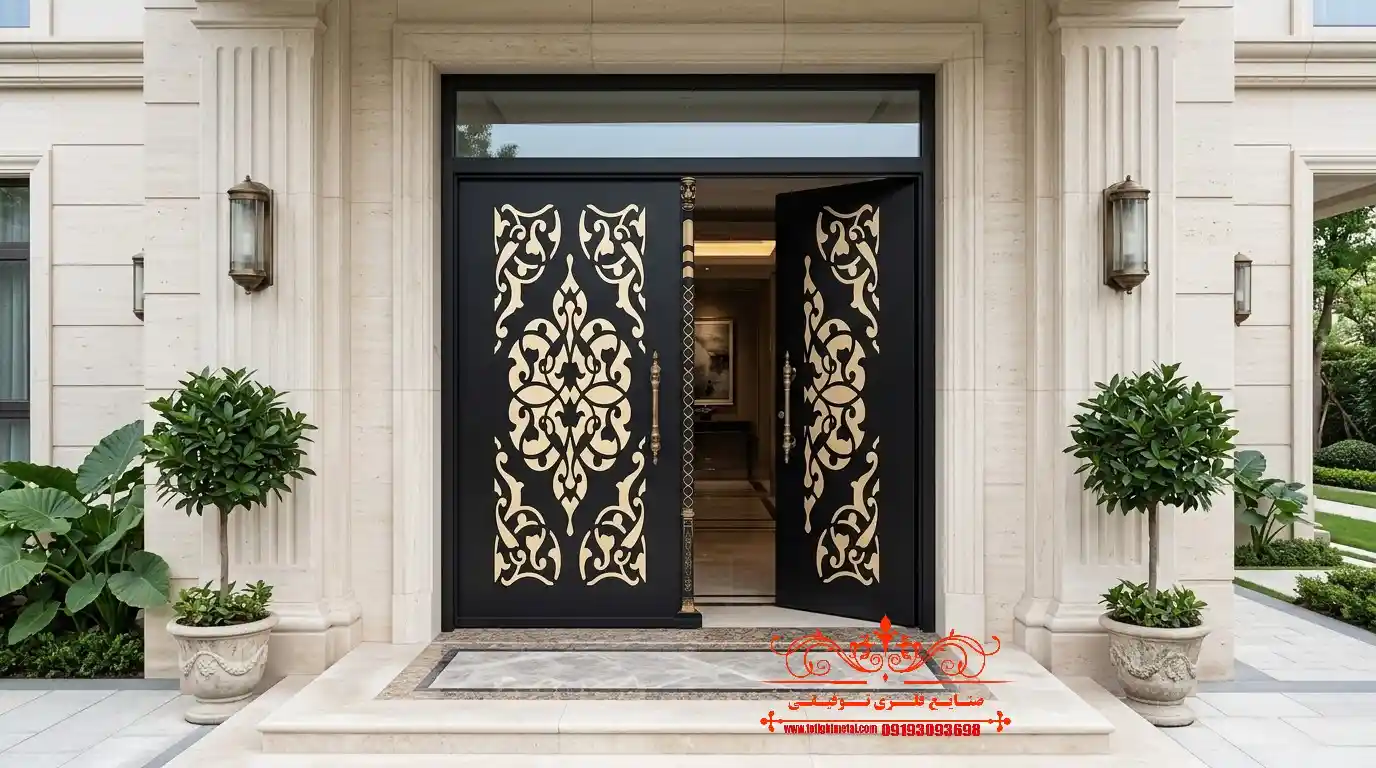 درب پارکینگ در شیراز 1 درب پارکینگ در شیراز اجرای درب فلزی لوکس برای ورودی پارکینگ