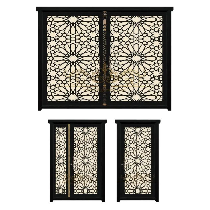 درب CNC دو لنگه طرح گره چینی کد 21373 2 درب CNC دو لنگه کد 21373
