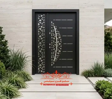 درب اهنی با ورق لیزری کد ۴۳۹ طراحی مدرن CNC با کیفیت ساخت بالا و رنگ الکترواستاتیک