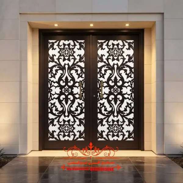 درب فلزی لیزری طرح امید کد ۸۸۲ با طراحی مدرن و ظریف برای ورودی ویلا و خانه