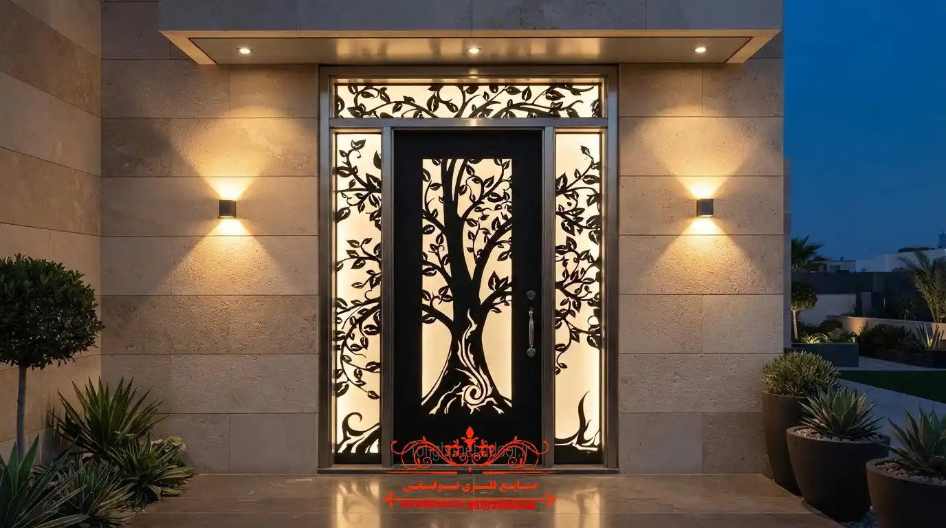 درب لیزری در ارومیه 4 درب فلزی نفر رو با طرح لیزری کد ۴۵۵ با طرح لیزری مدرن و لوکس برای ورودی خانه