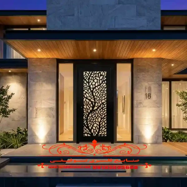درب فلزی نفرو کد ۲۴۵ رنگ مشکی درب لیزری