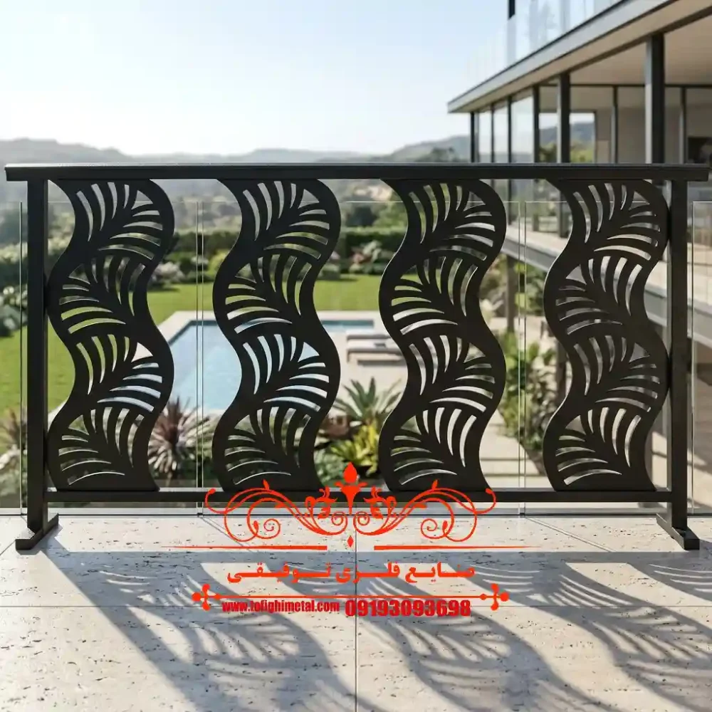 نرده لیزری بالکن مدرن طرح موج