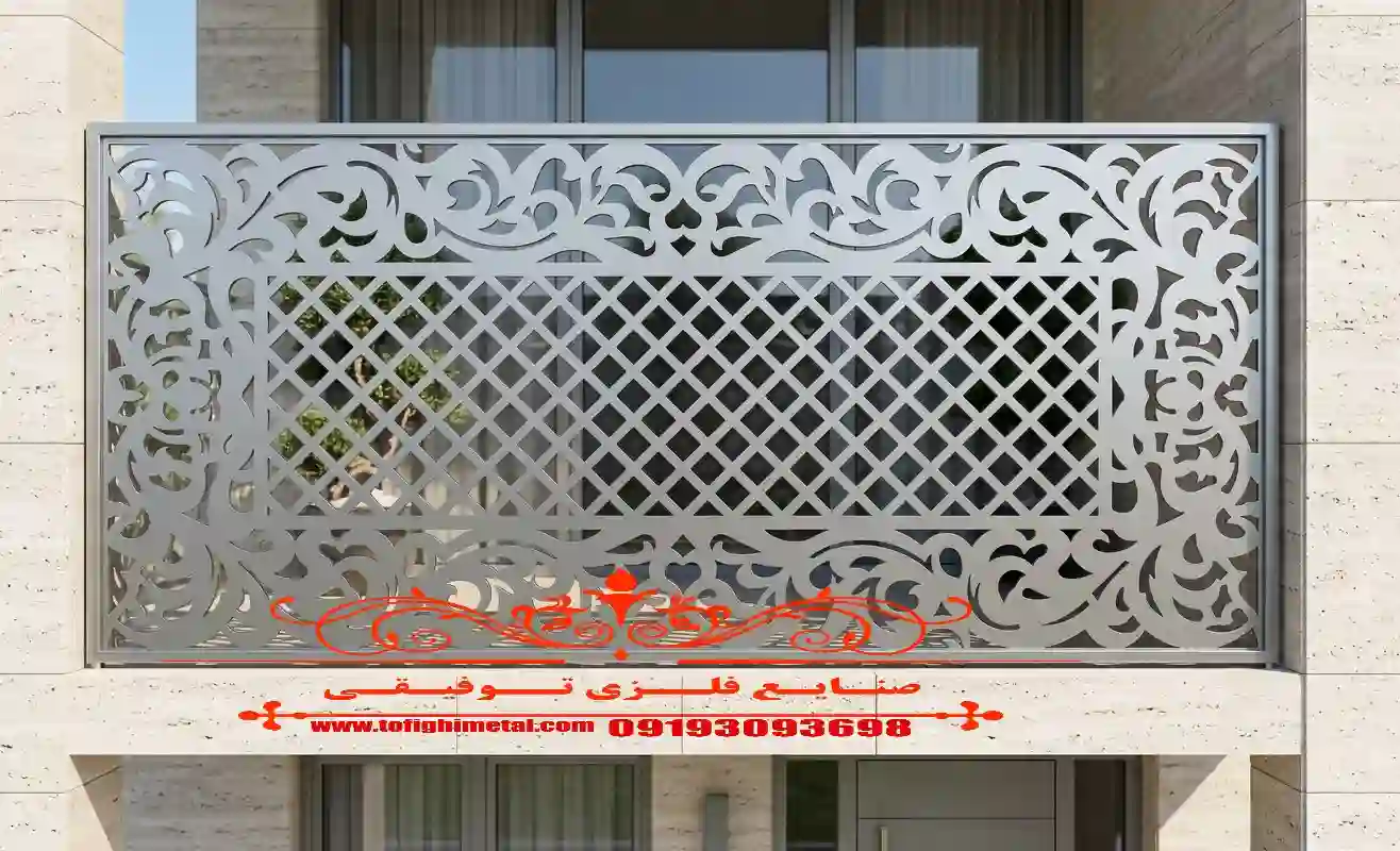 نرده لیزری تراس طرح نگارین